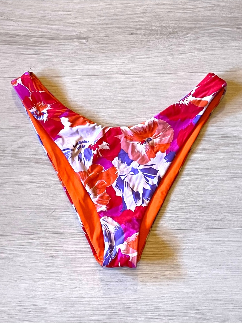 L*Space Women's Cabana Bitsy Floral Pink Orange High-Cut Bikini Bottoms Size M